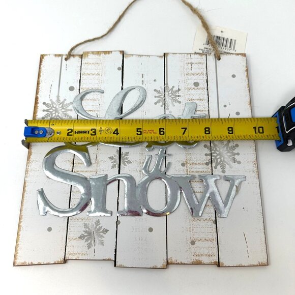 Let It Snow Decorative Hanging Wall Sign Rustic Rope Accent Winter Holiday Deco - Picture 4 of 14